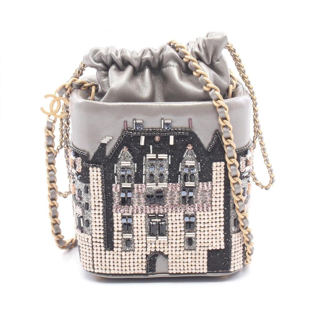 Chanel Small Bucket Bag, Beaded Embroidery, Shoulder Bag/Handbag, Lambskin Le...